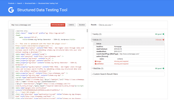Google structured data testing tool یکی از ابزارهای سئو